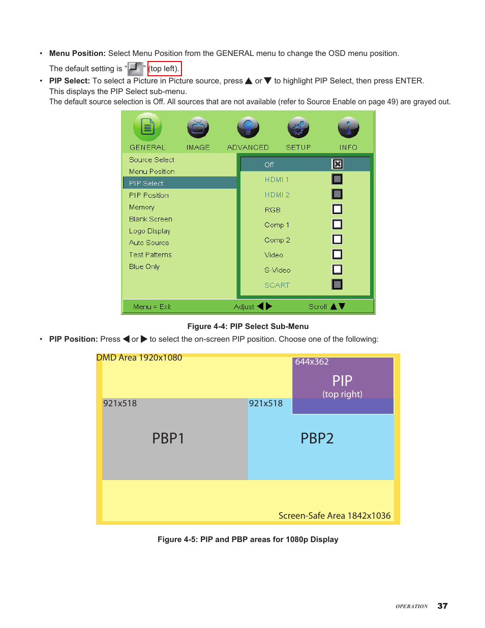 Pbp2 pbp1 | Vivitek H9080FD User Manual | Page 37 / 73