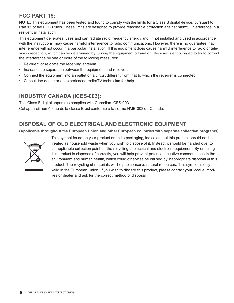 Fcc part 15, Industry canada (ices-003) | Vivitek H9080FD User Manual | Page 6 / 73