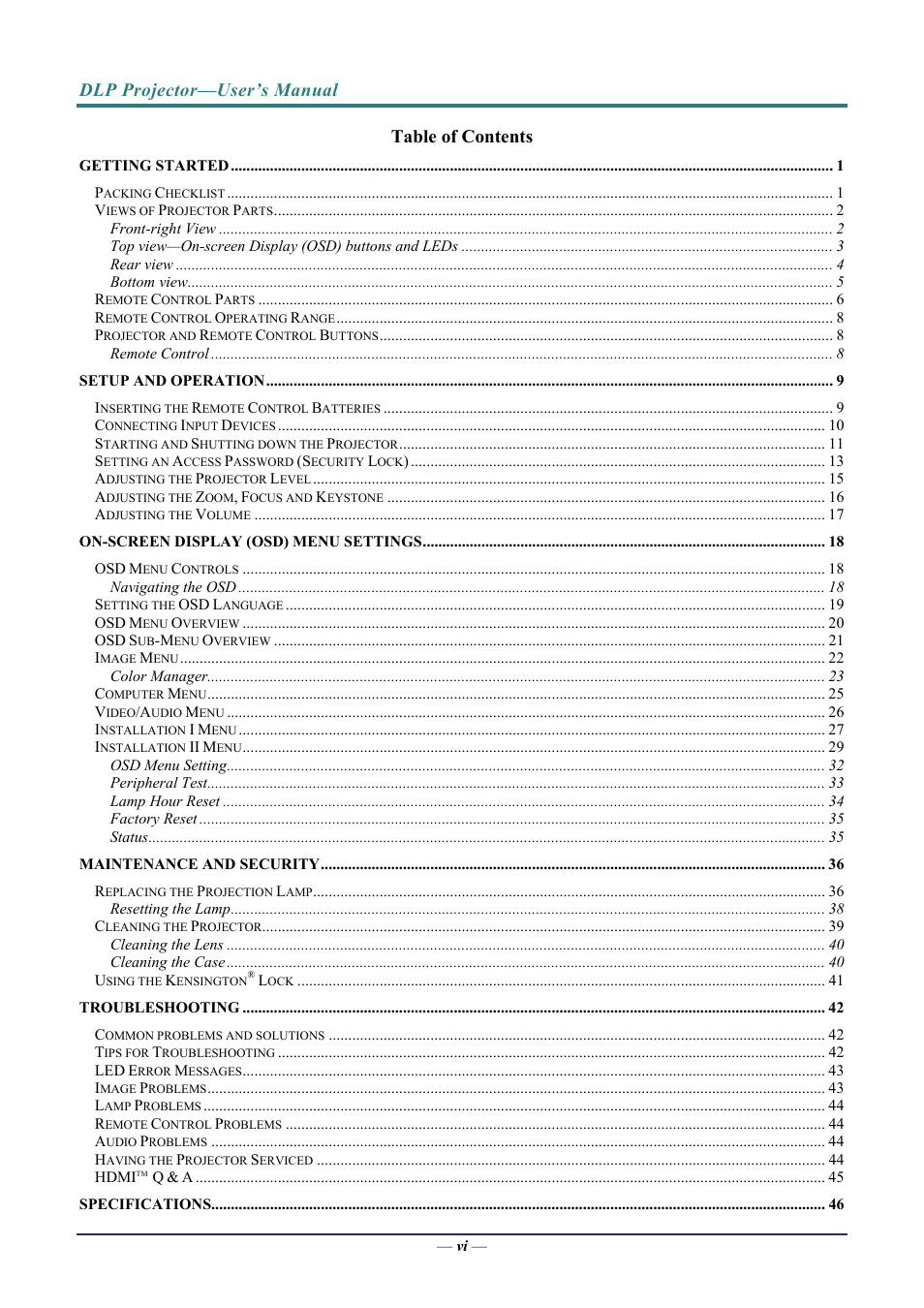 Vivitek D3 User Manual | Page 7 / 62