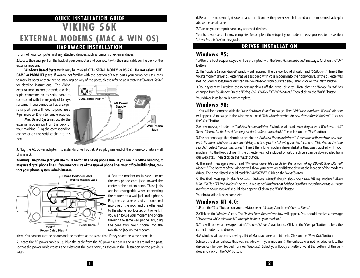 Viking Electronics 56K User Manual | 2 pages