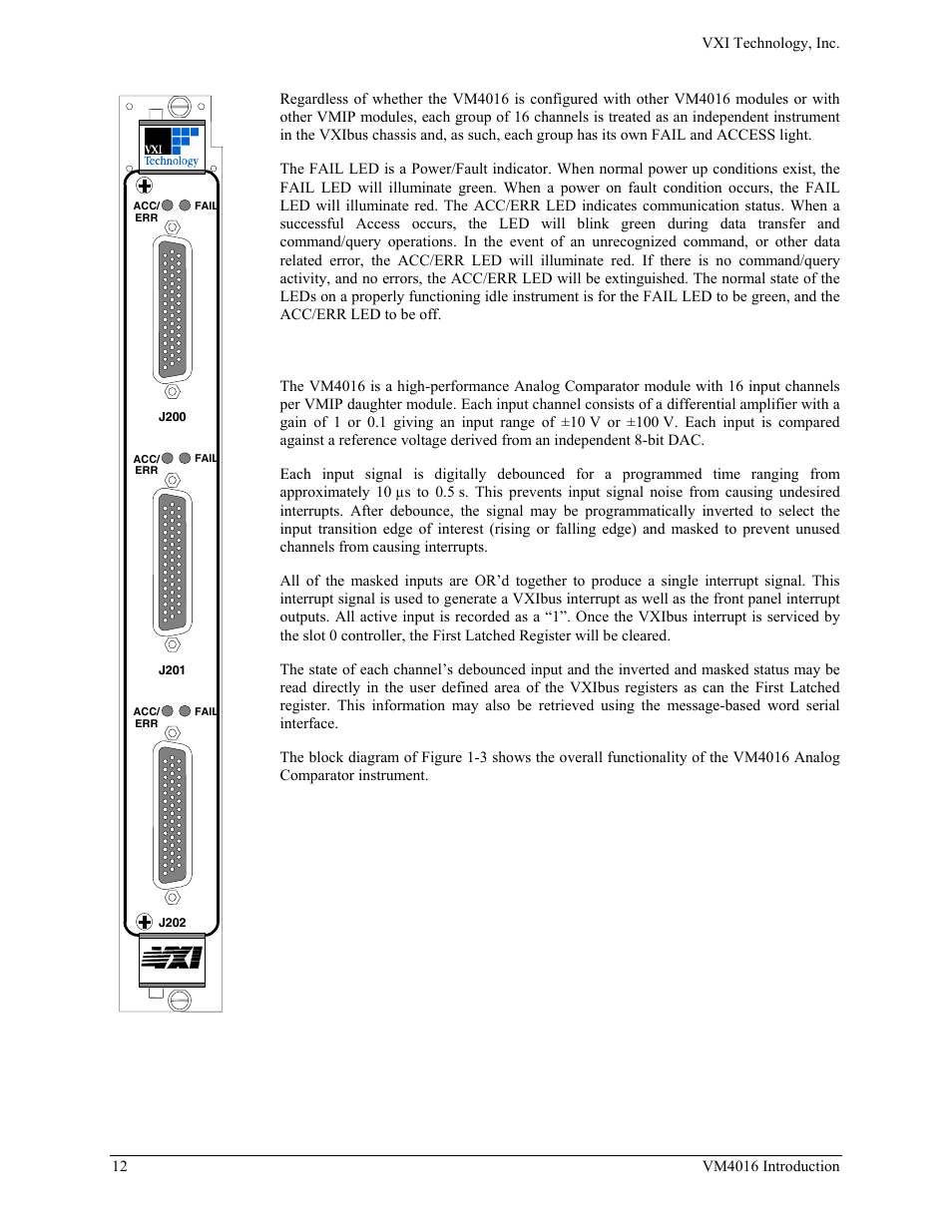 Description | VXI VM4016 User Manual | Page 12 / 95