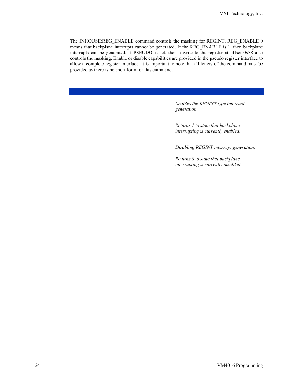 Inhouse:reg_enable | VXI VM4016 User Manual | Page 24 / 95
