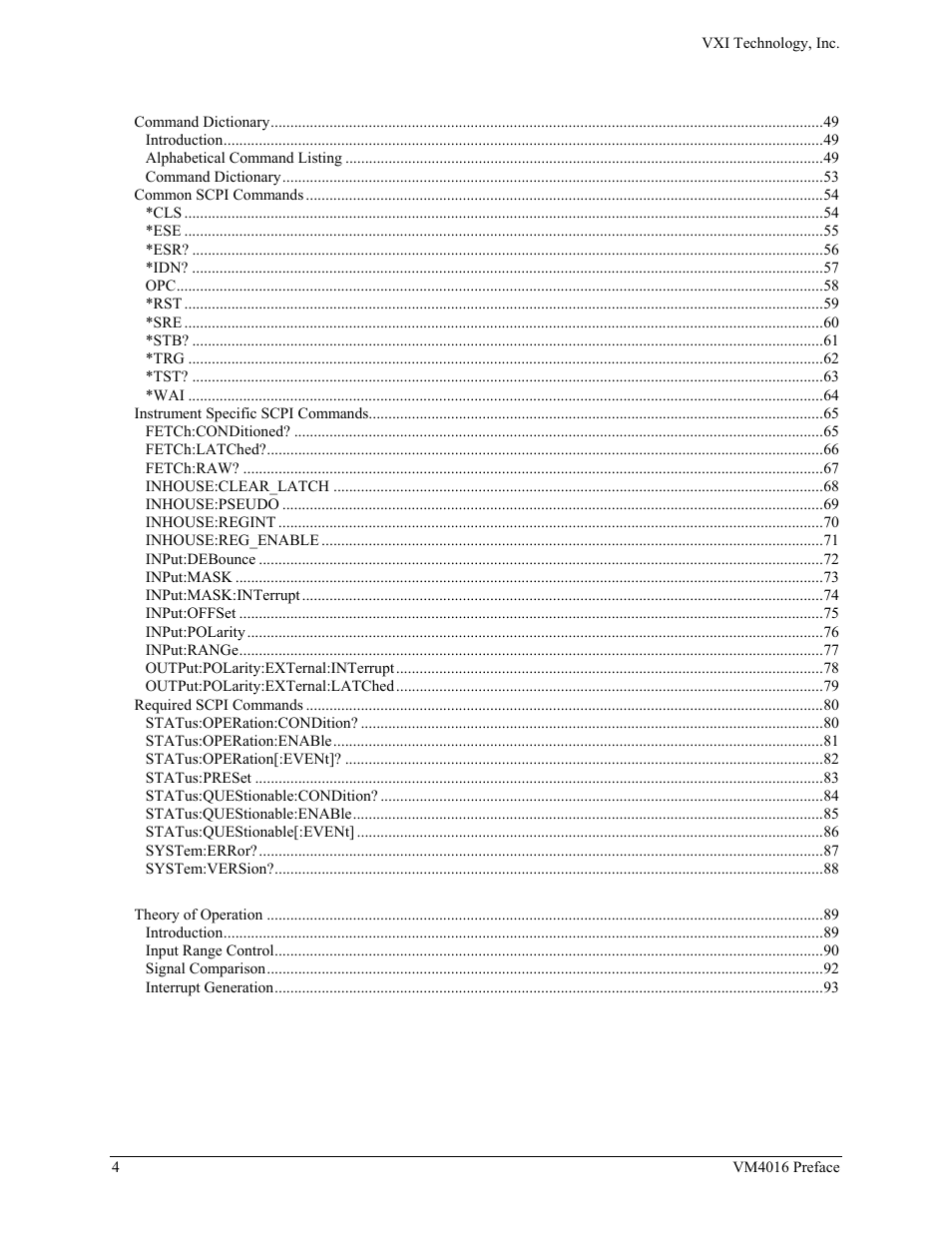 VXI VM4016 User Manual | Page 4 / 95