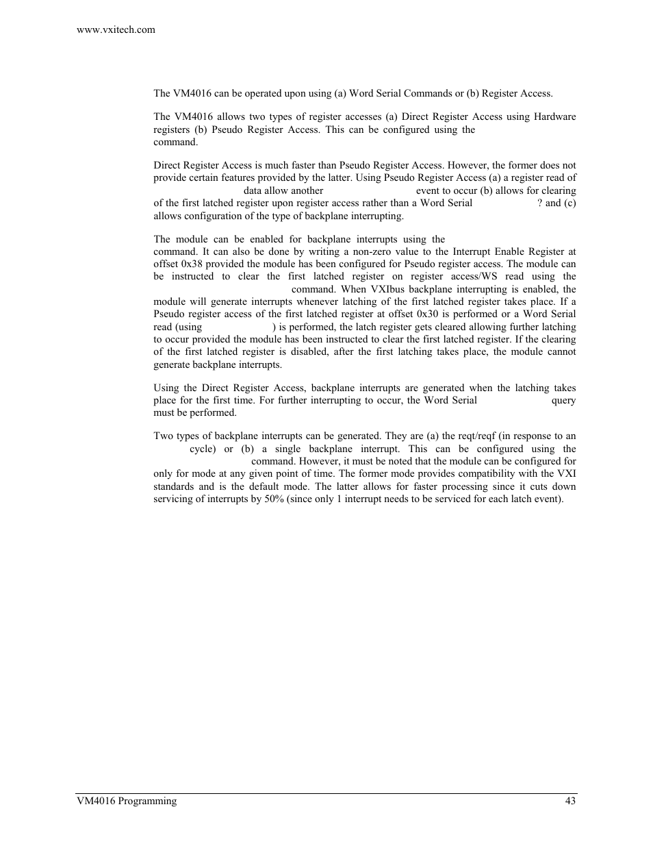 Pseudo register access | VXI VM4016 User Manual | Page 43 / 95