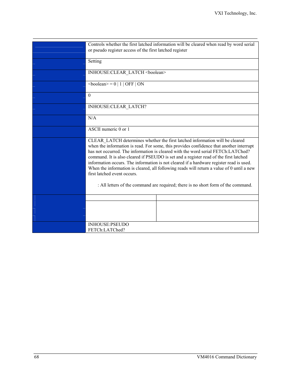 Inhouse:clear_latch | VXI VM4016 User Manual | Page 68 / 95