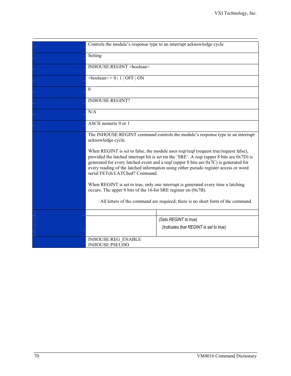 Inhouse:regint | VXI VM4016 User Manual | Page 70 / 95