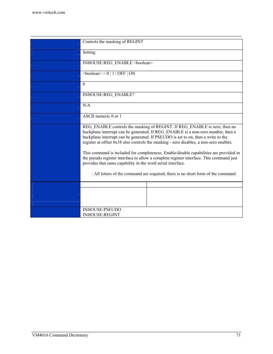 Inhouse:reg_enable | VXI VM4016 User Manual | Page 71 / 95