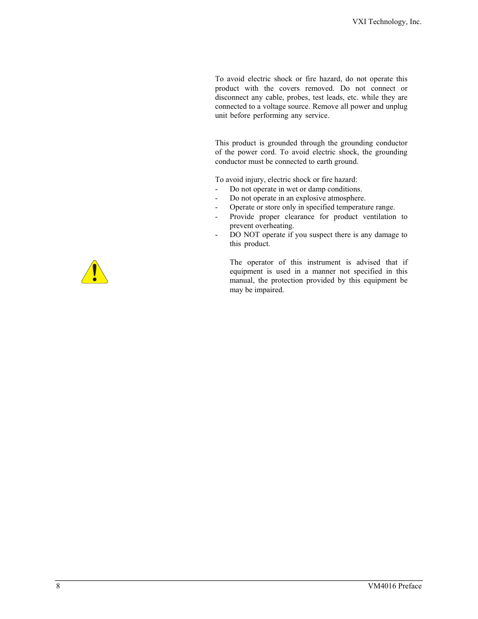 VXI VM4016 User Manual | Page 8 / 95