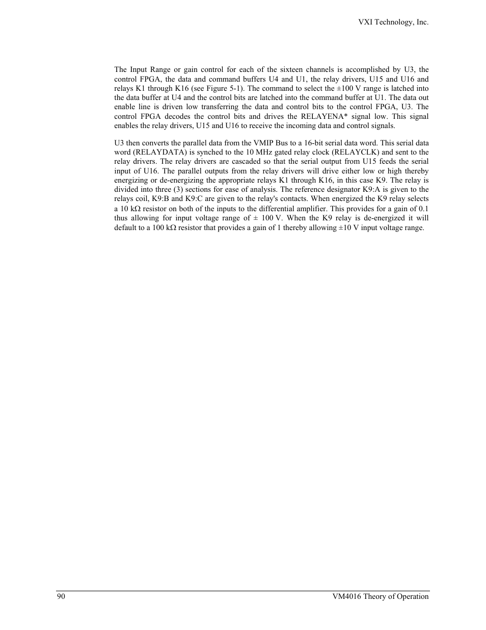 Input range control | VXI VM4016 User Manual | Page 90 / 95