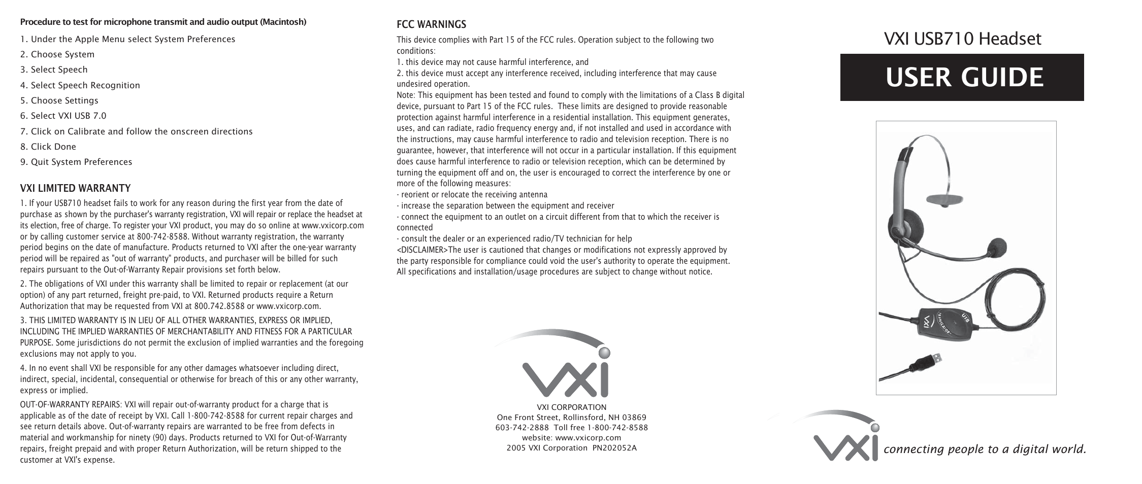 VXI USB 710 User Manual | 2 pages