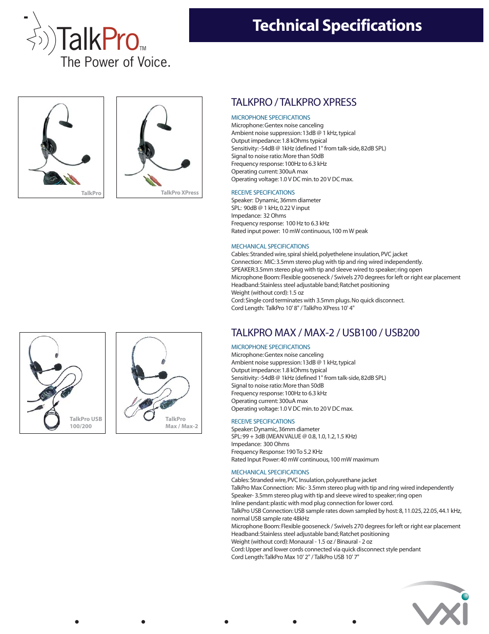 VXI TALKPRO MAX User Manual | 2 pages