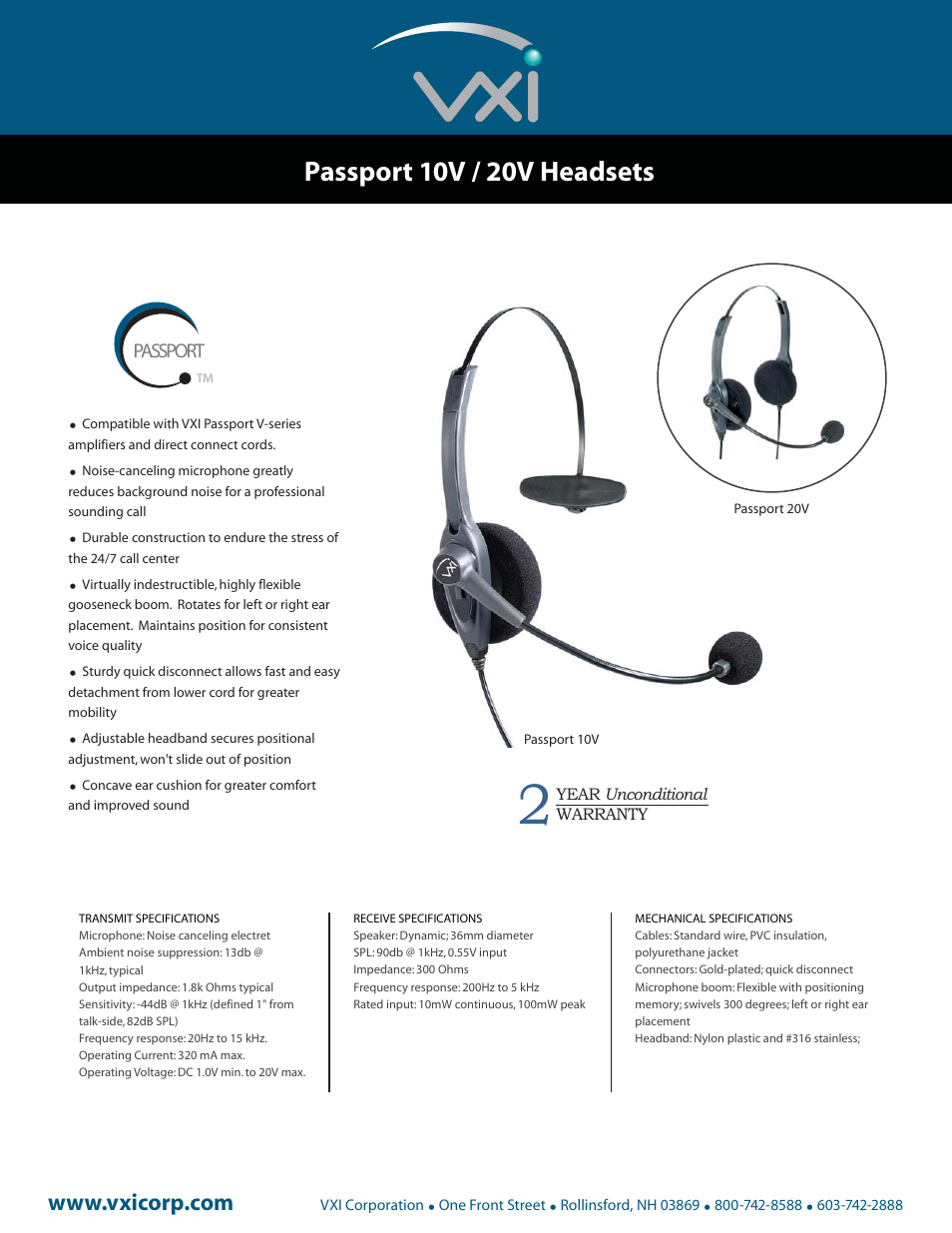 VXI Passport 20V User Manual | 1 page