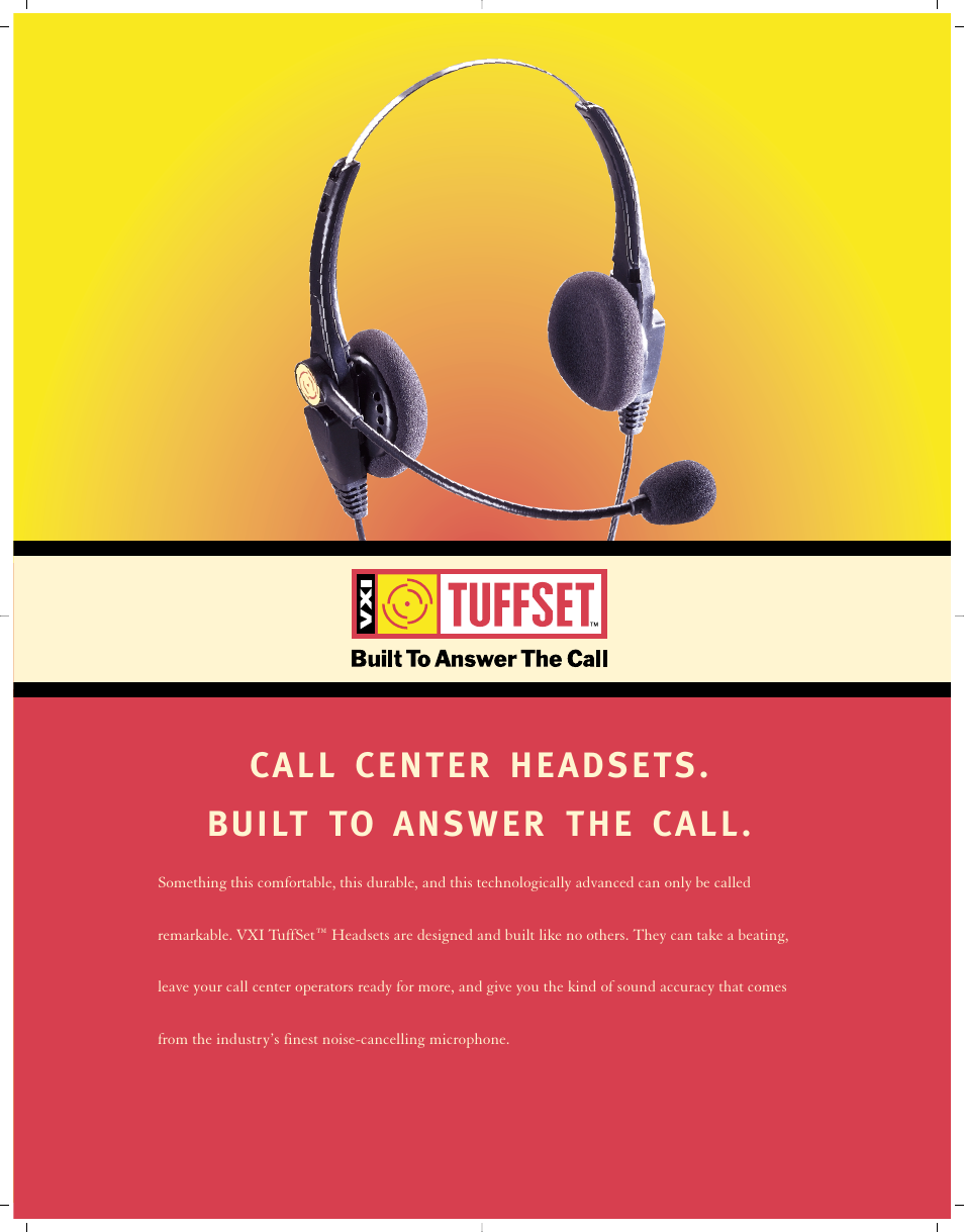 VXI Call Center Headsets User Manual | 2 pages