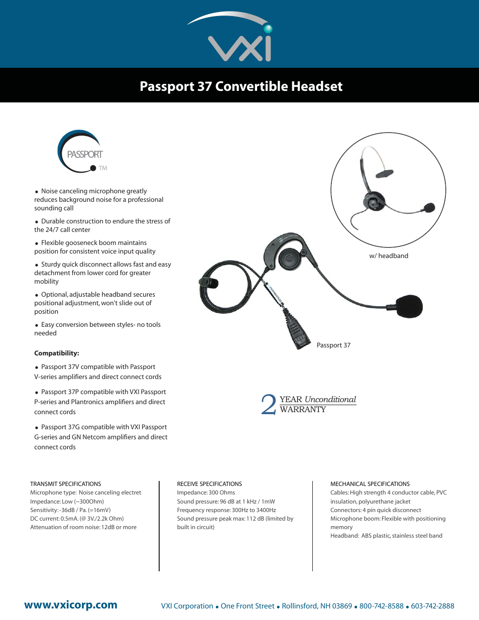 VXI Passport 37 User Manual | 1 page