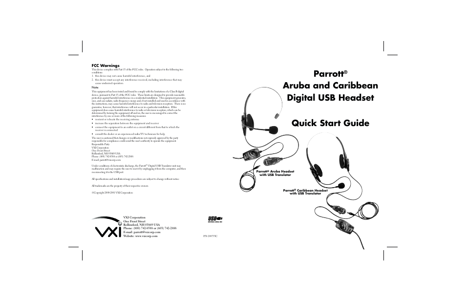 VXI Parrott Aruba User Manual | 2 pages