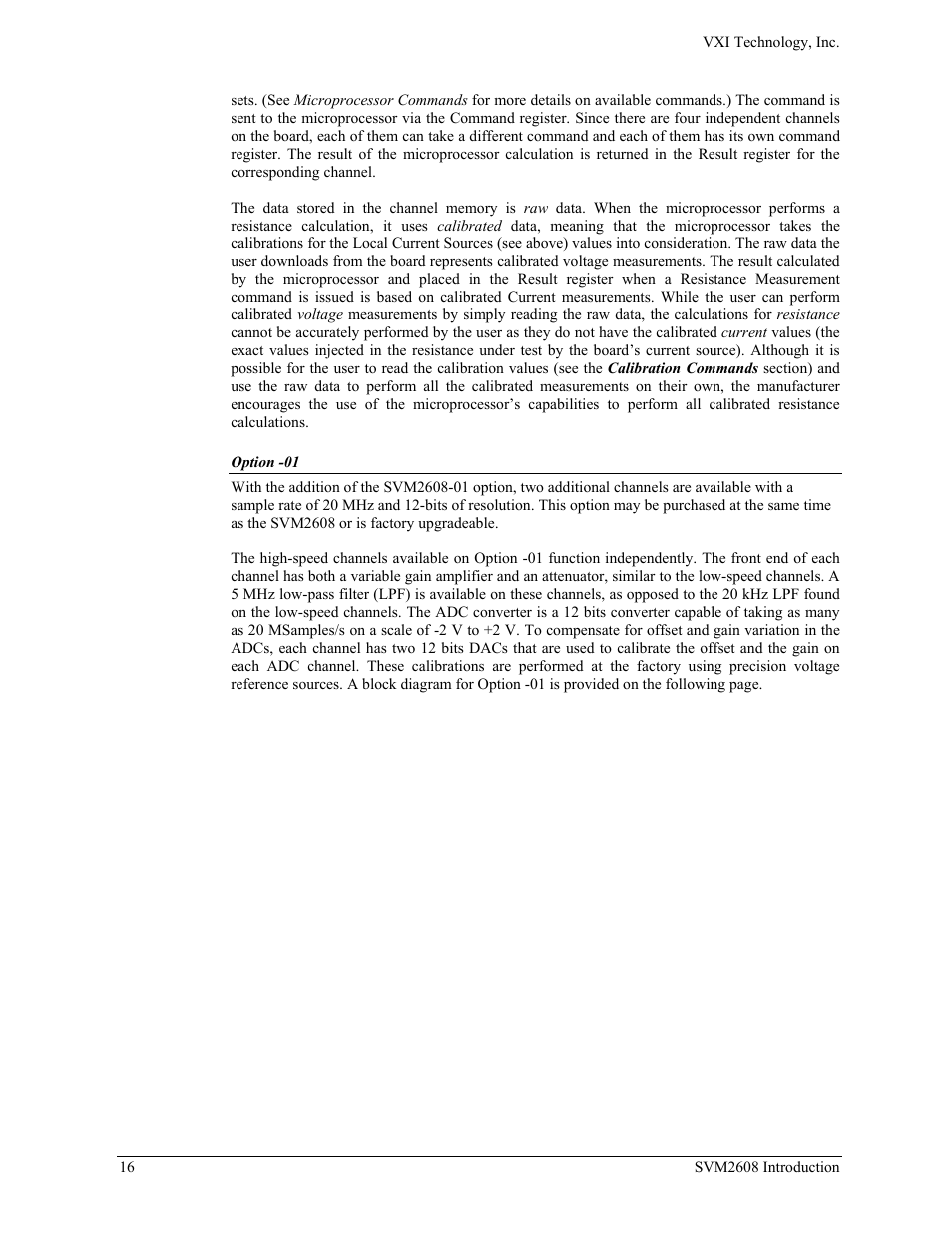 Option -01 | VXI TECHNOLOGY SVM2608 User Manual | Page 16 / 57
