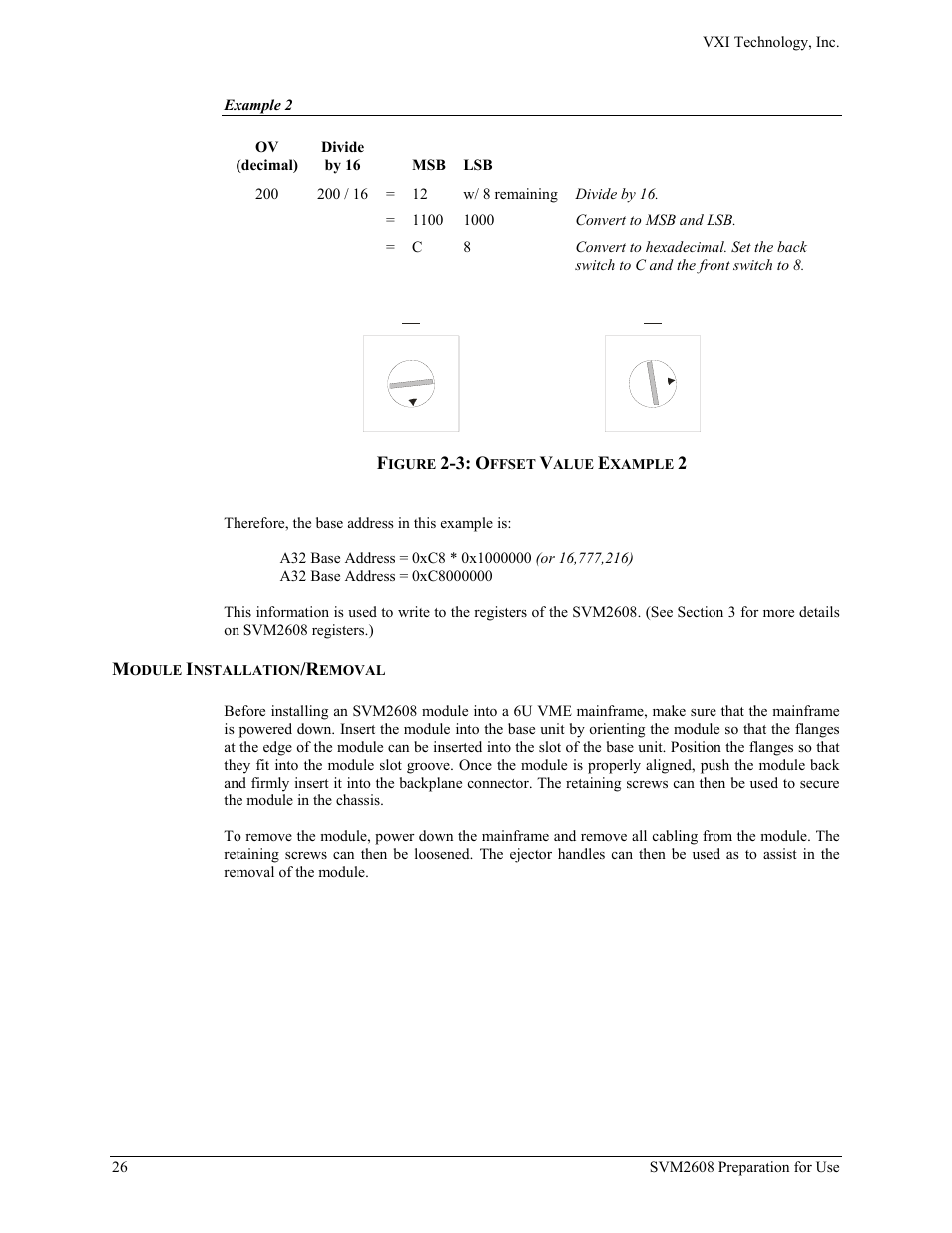 Module installation/removal, Example 2 | VXI TECHNOLOGY SVM2608 User Manual | Page 26 / 57