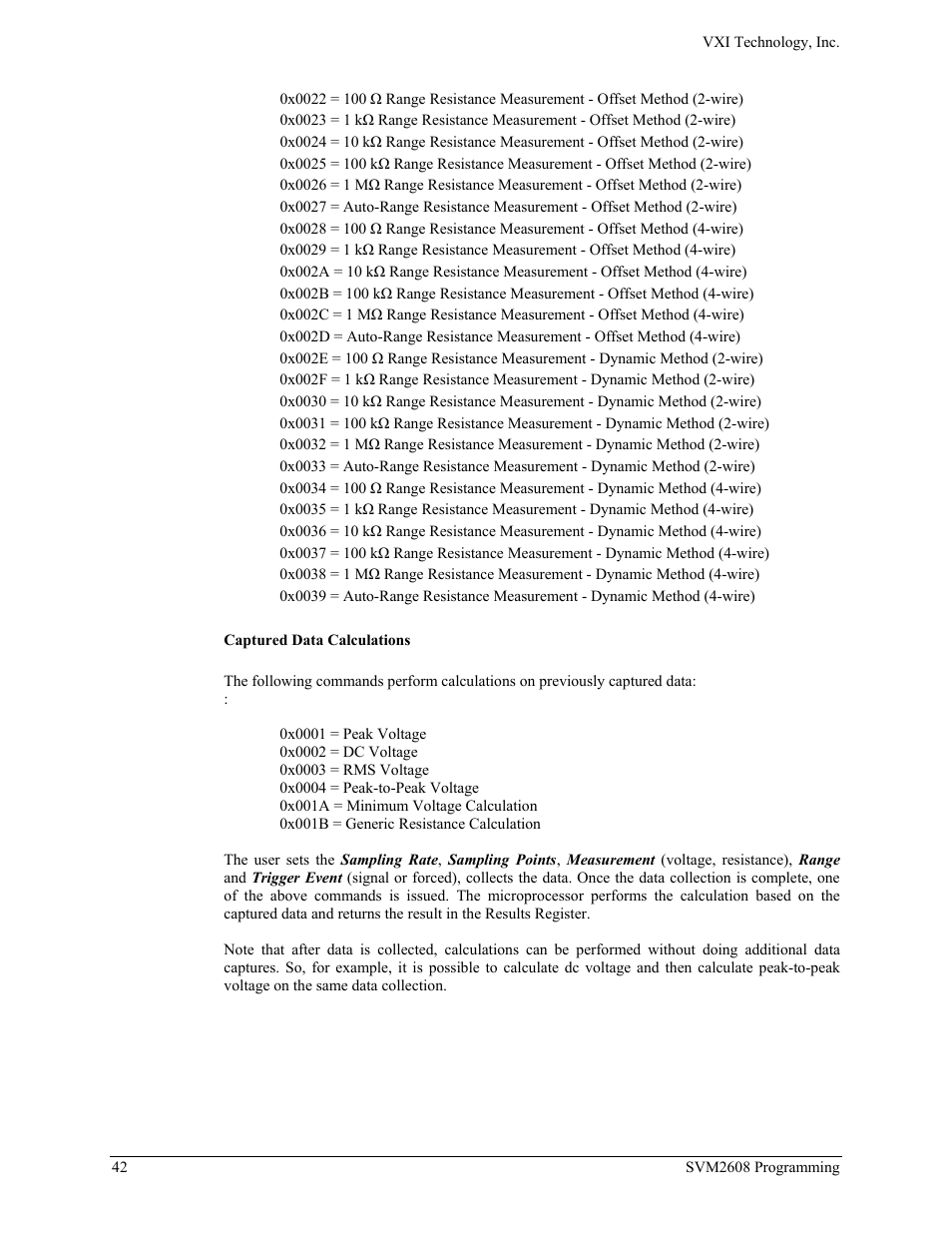 Captured data calculations | VXI TECHNOLOGY SVM2608 User Manual | Page 42 / 57