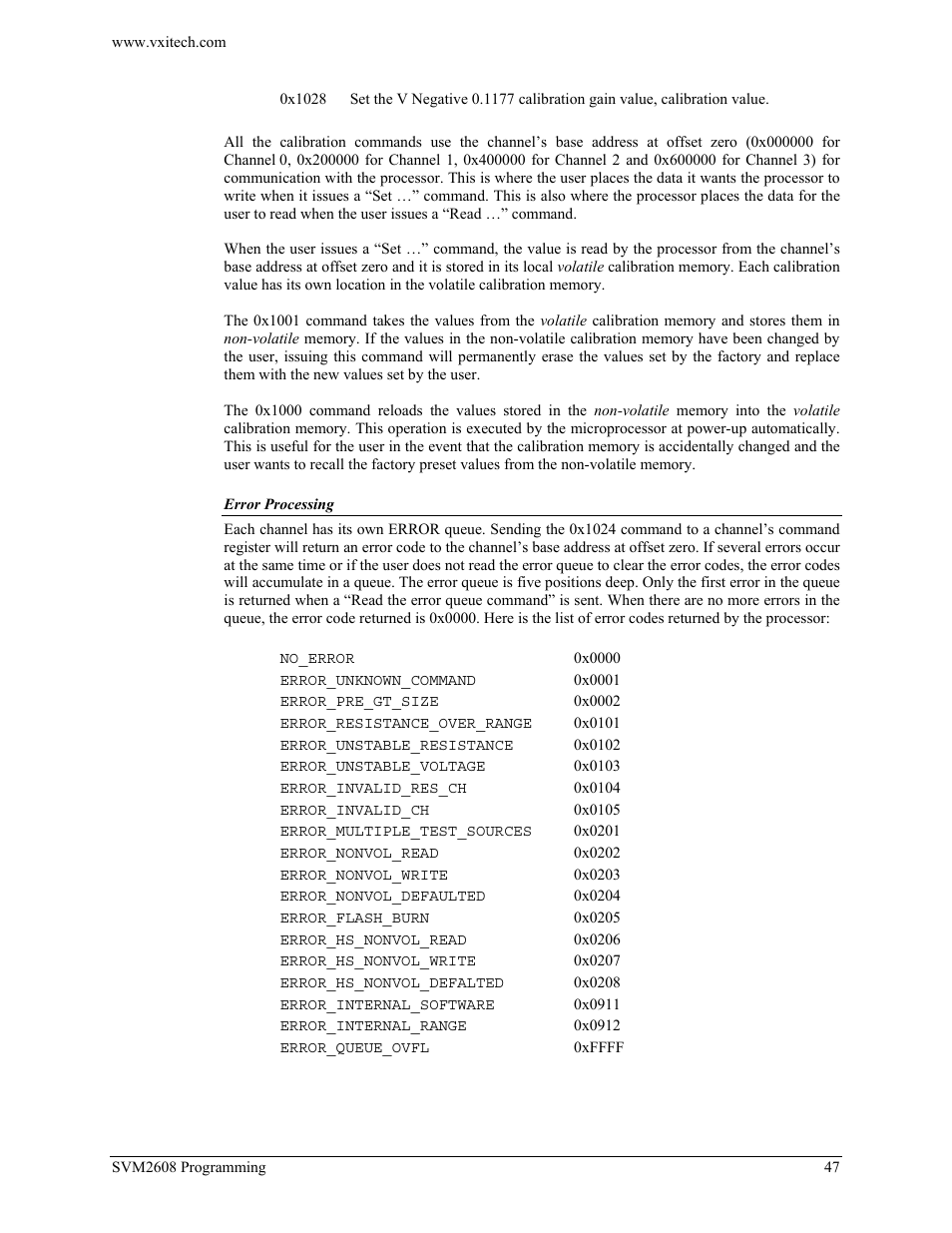 Error processing | VXI TECHNOLOGY SVM2608 User Manual | Page 47 / 57