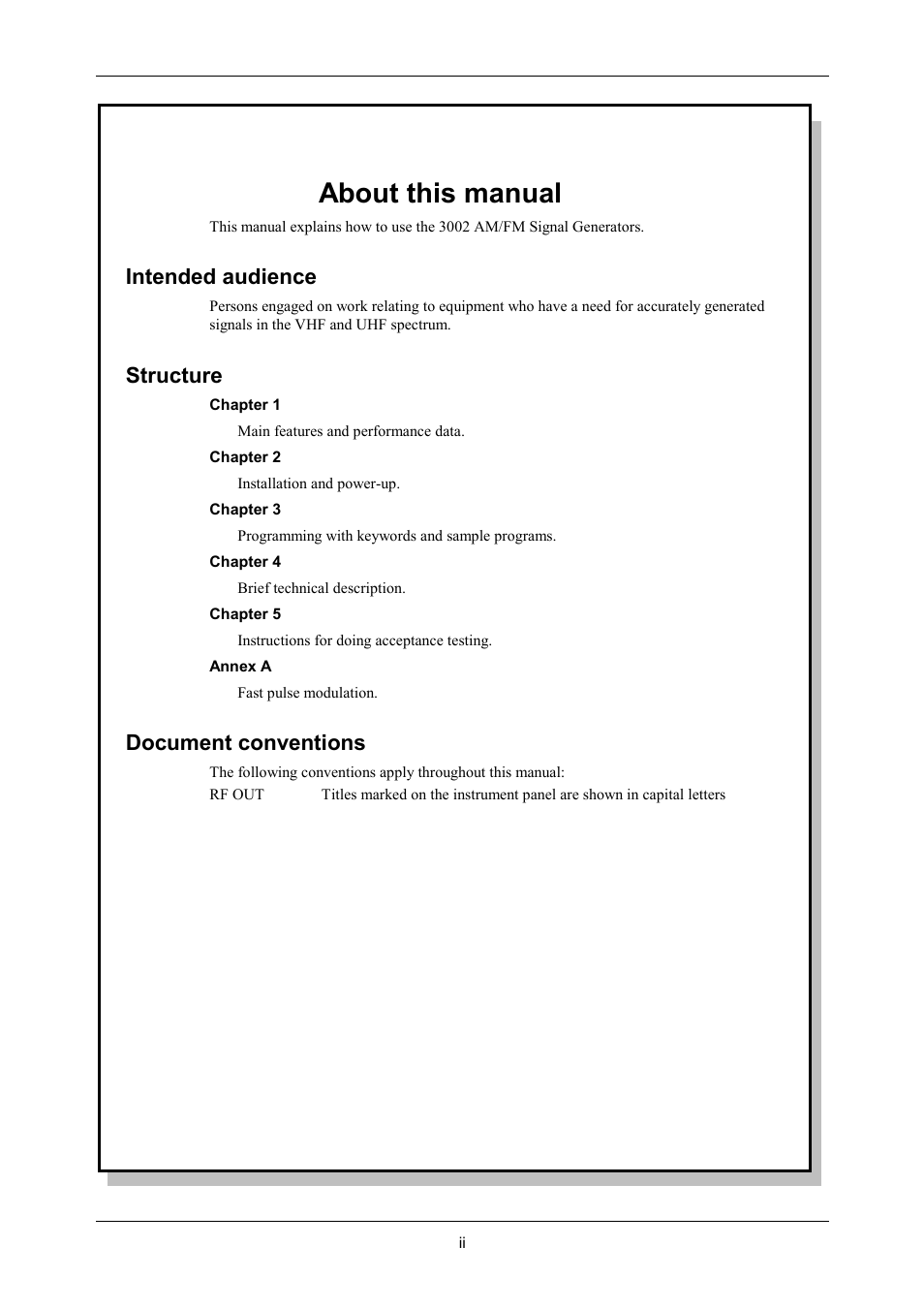 About this manual, Intended audience, Structure | Document conventions | VXI 3002 User Manual | Page 3 / 136