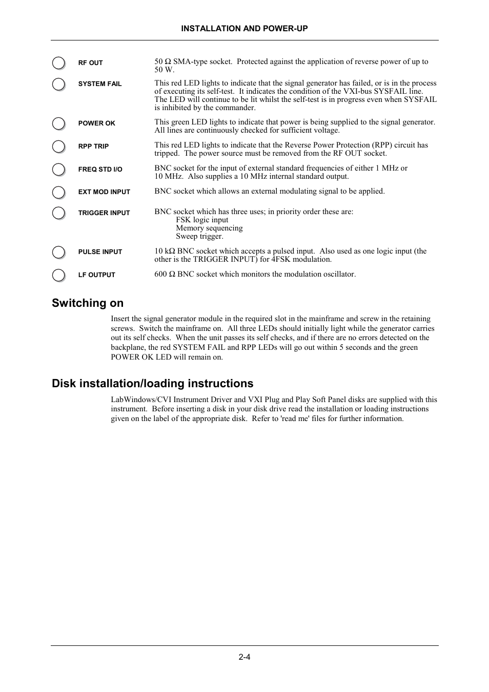 Switching on, Disk installation/loading instructions, Switching on -4 | Disk installation/loading instructions -4 | VXI 3002 User Manual | Page 30 / 136