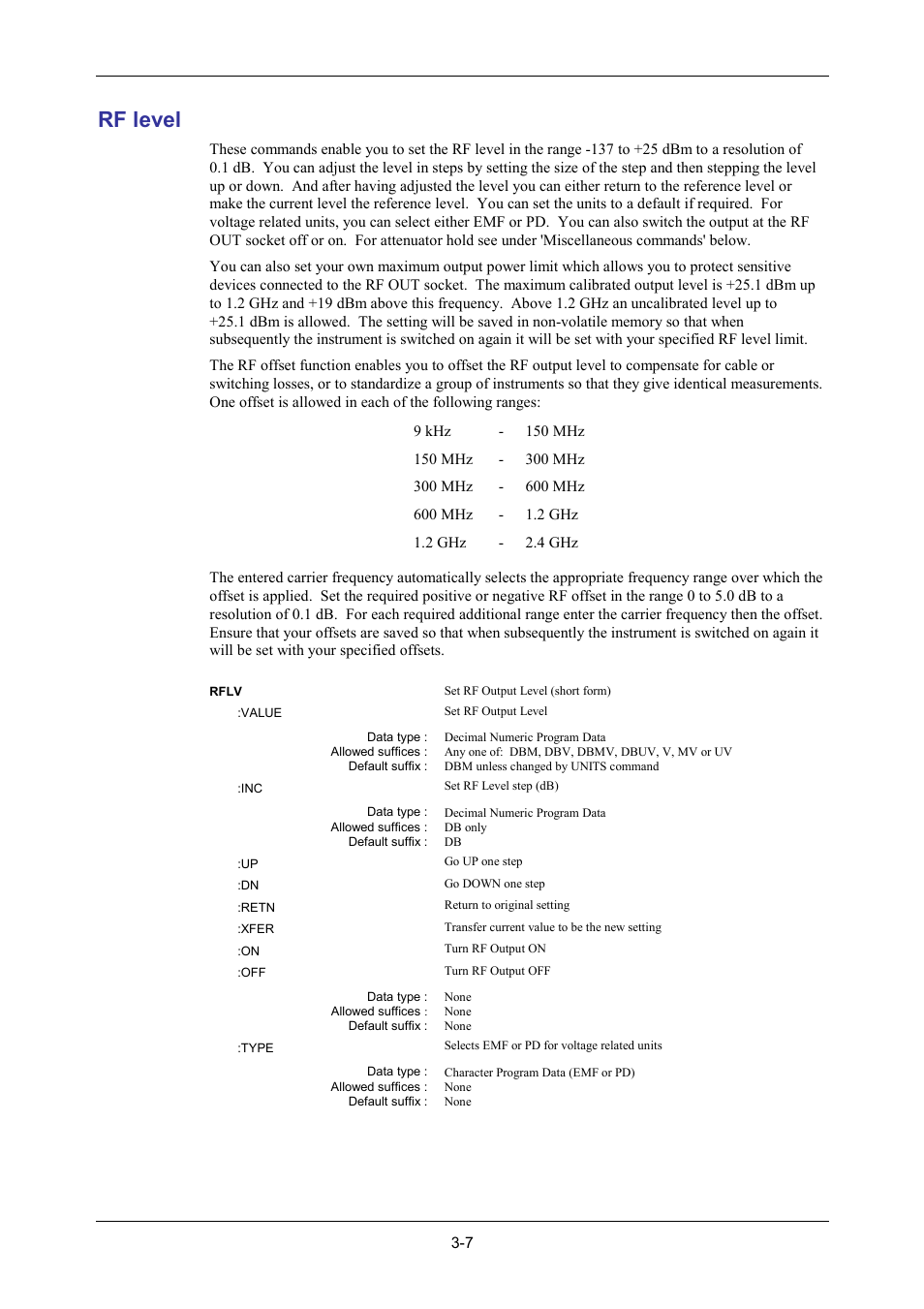 Rf level | VXI 3002 User Manual | Page 37 / 136