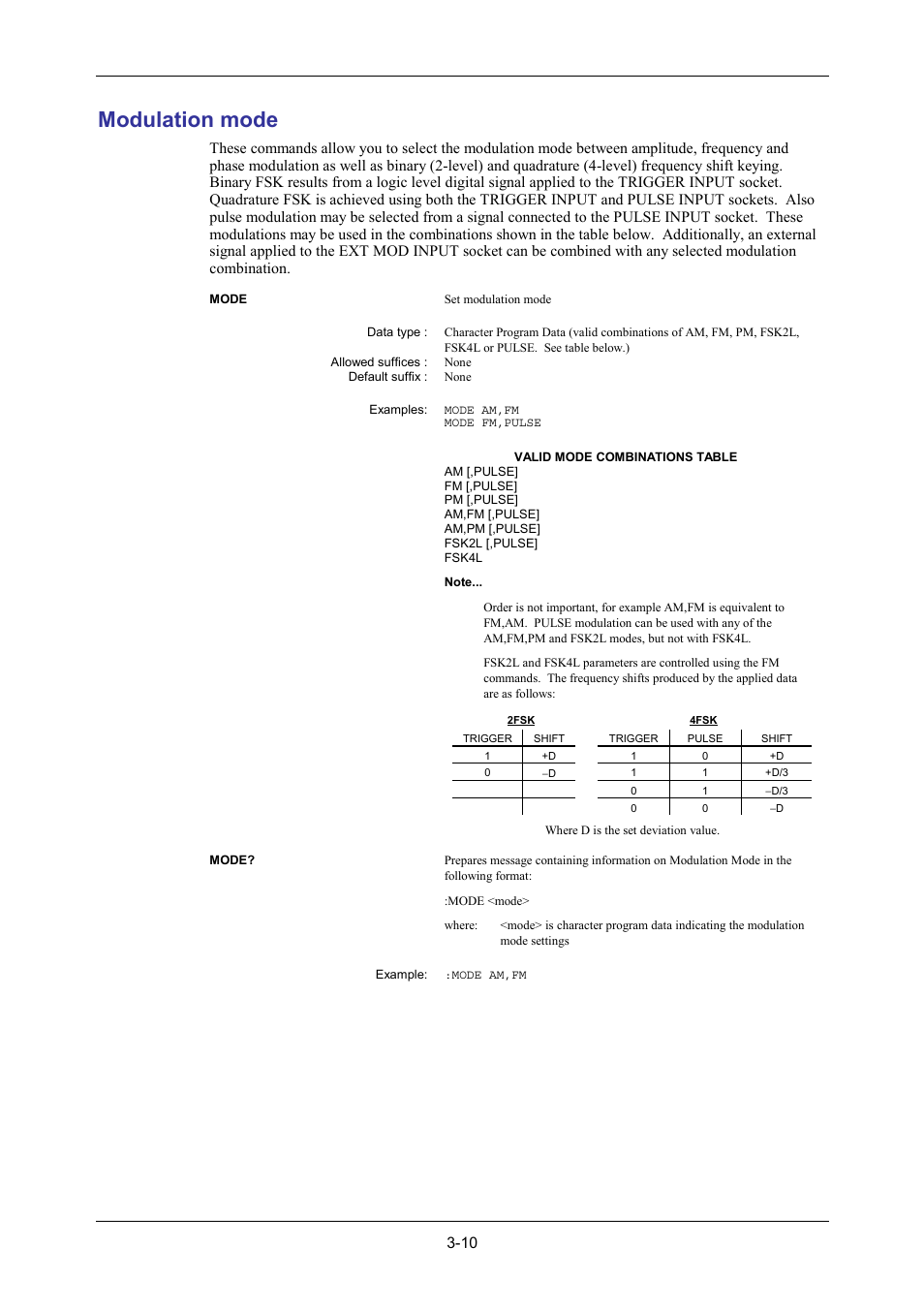 Modulation mode | VXI 3002 User Manual | Page 40 / 136