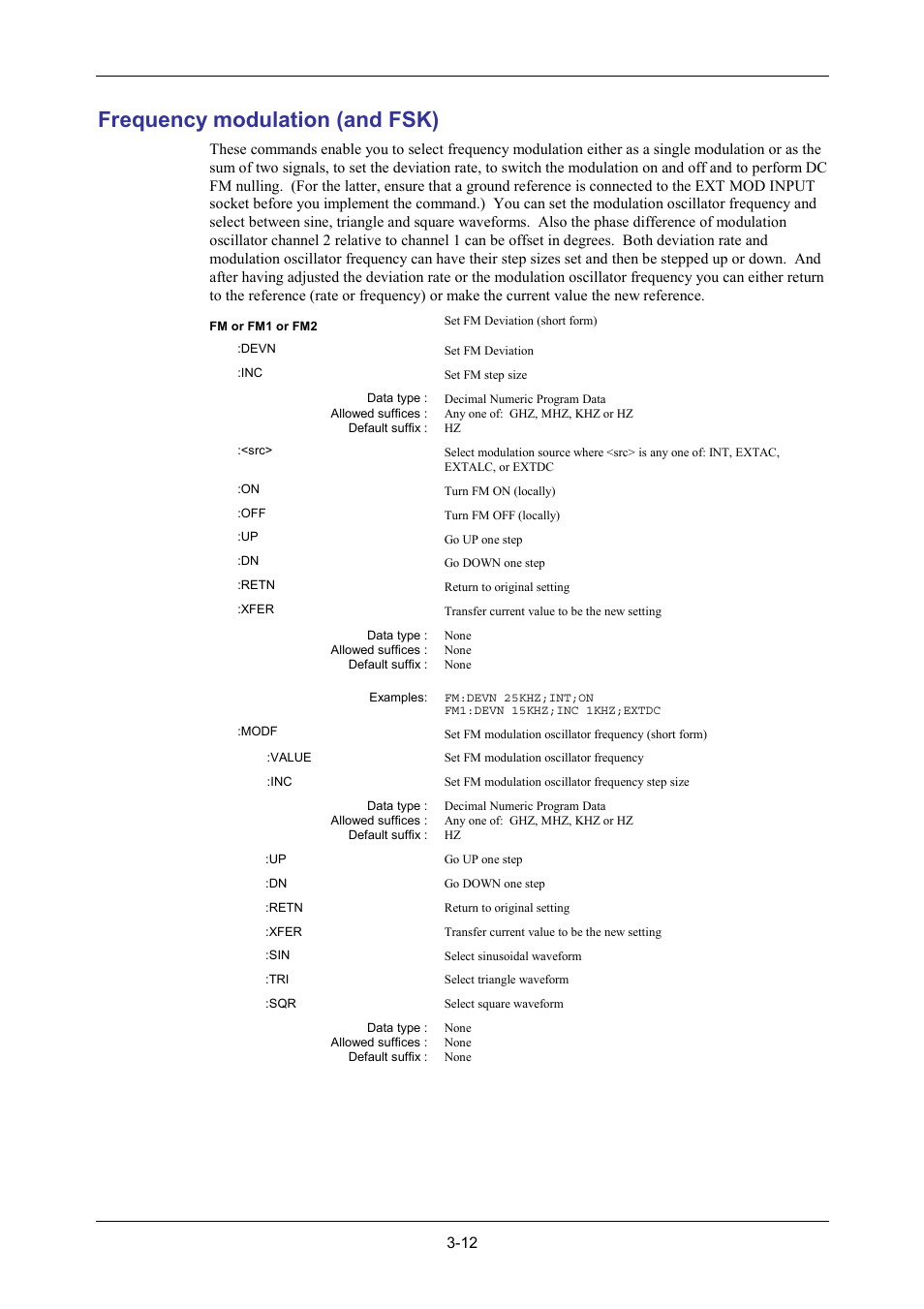 Frequency modulation (and fsk) | VXI 3002 User Manual | Page 42 / 136