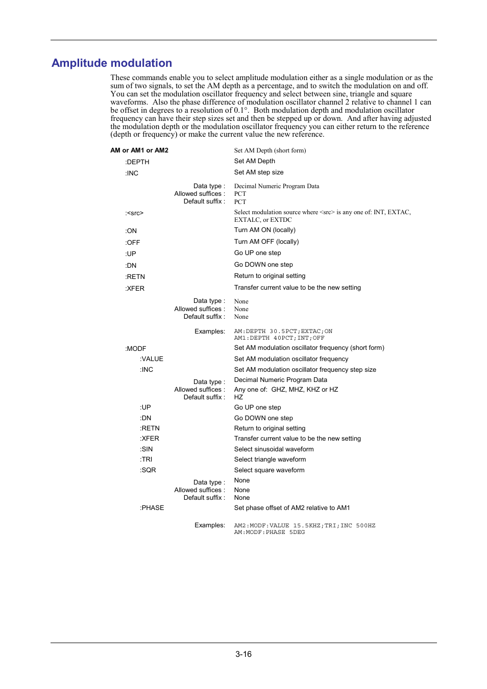 Amplitude modulation | VXI 3002 User Manual | Page 46 / 136