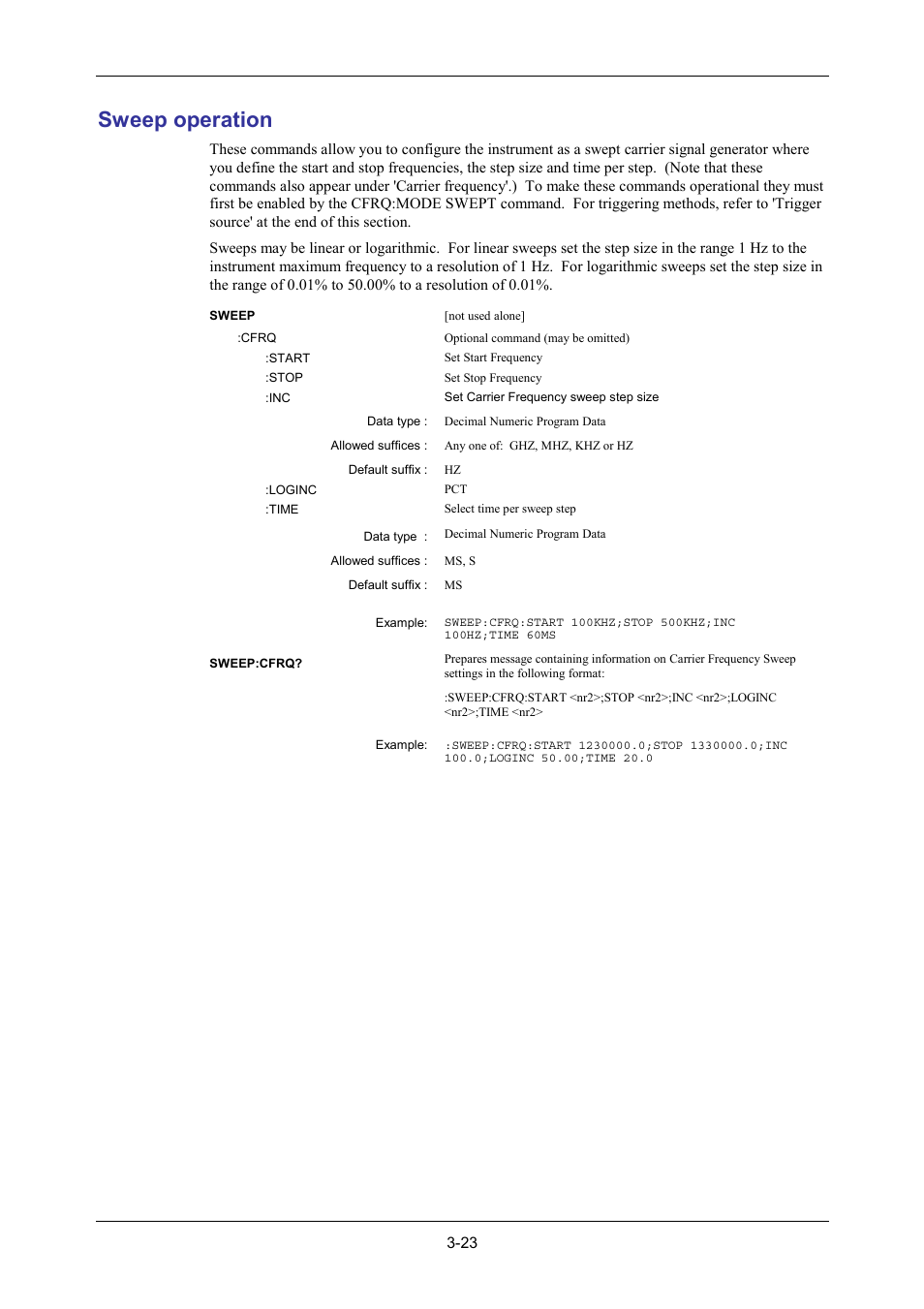 Sweep operation | VXI 3002 User Manual | Page 53 / 136