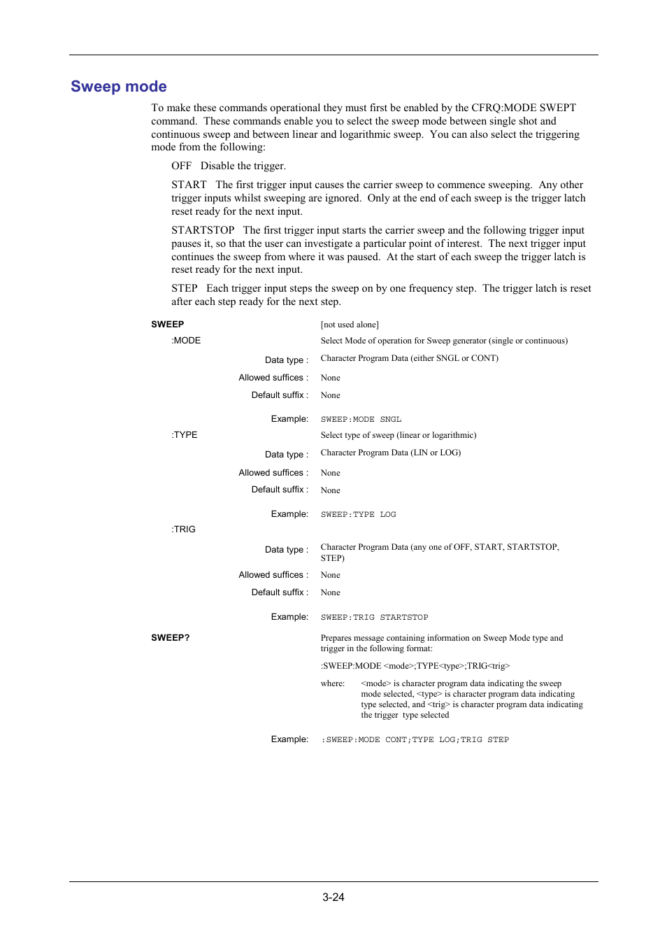 Sweep mode | VXI 3002 User Manual | Page 54 / 136
