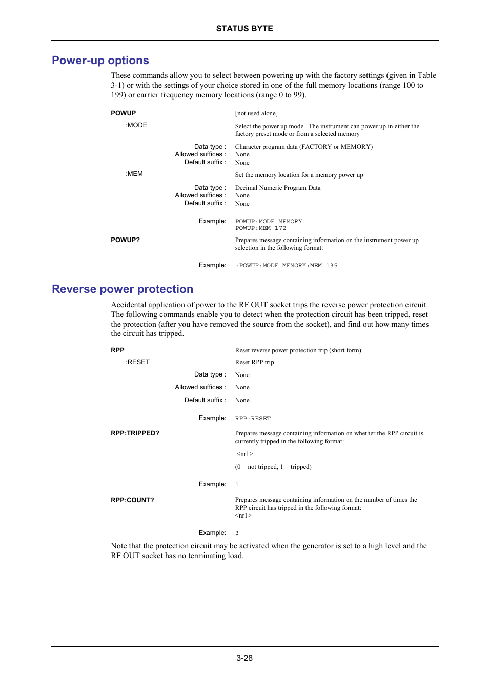 Power-up options, Reverse power protection | VXI 3002 User Manual | Page 58 / 136