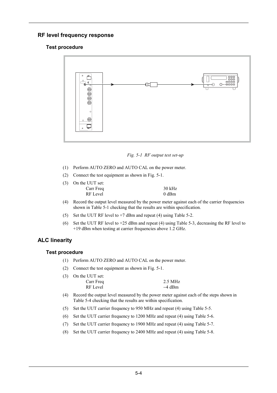 Rf level frequency response, Alc linearity | VXI 3002 User Manual | Page 79 / 136