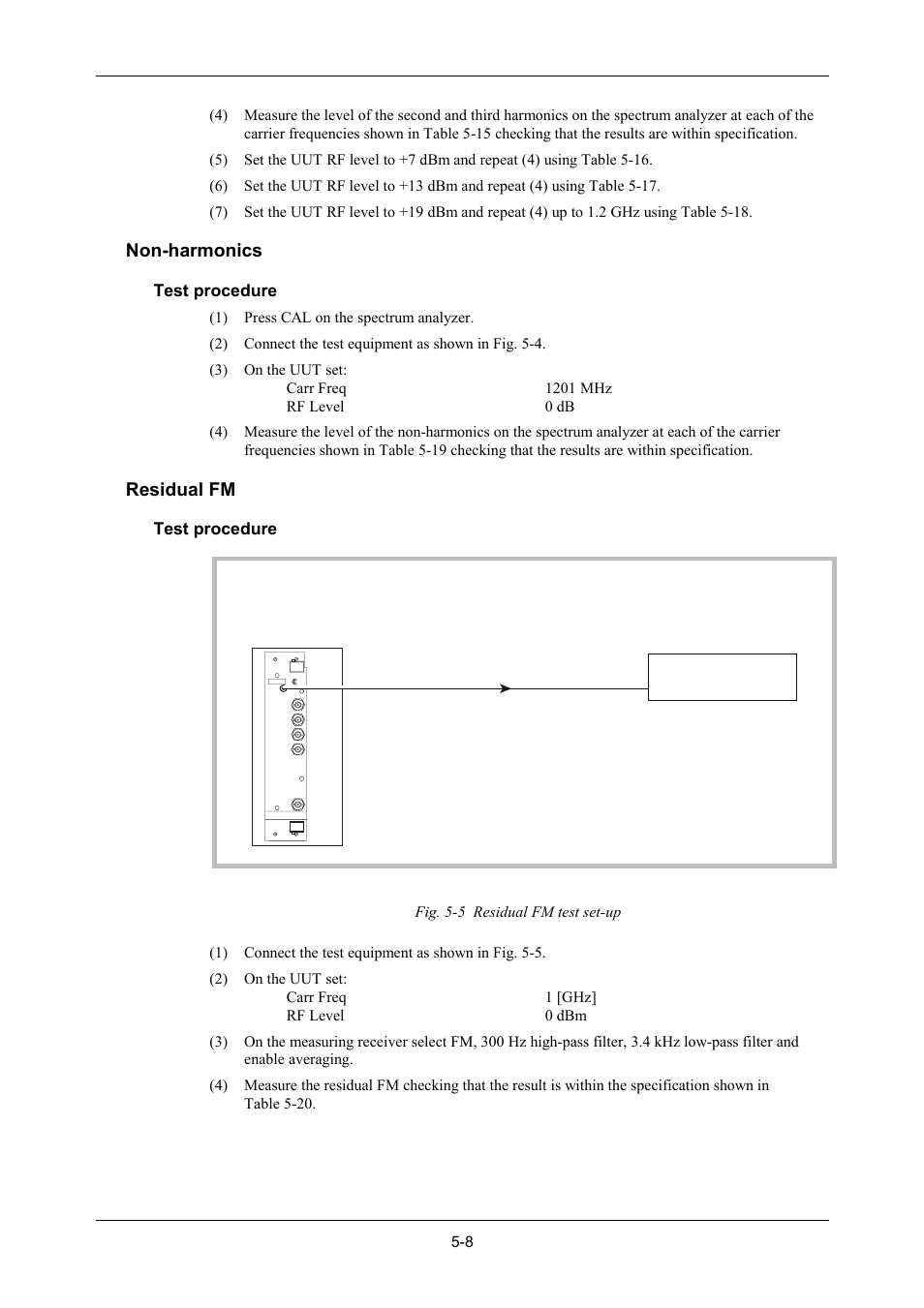 Non-harmonics, Residual fm | VXI 3002 User Manual | Page 83 / 136