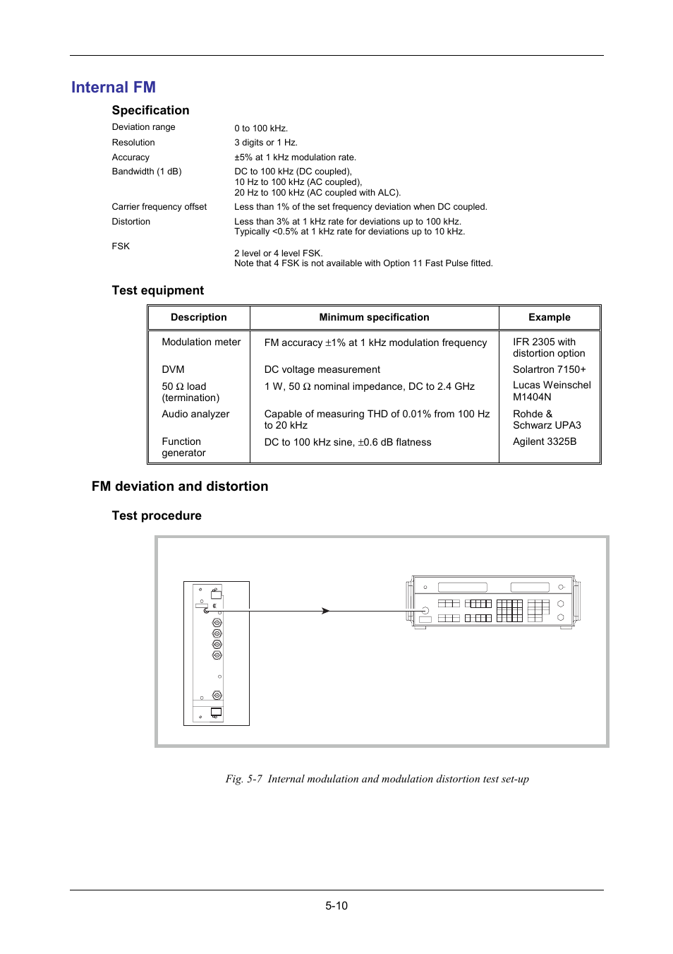 Internal fm, Fm deviation and distortion | VXI 3002 User Manual | Page 85 / 136