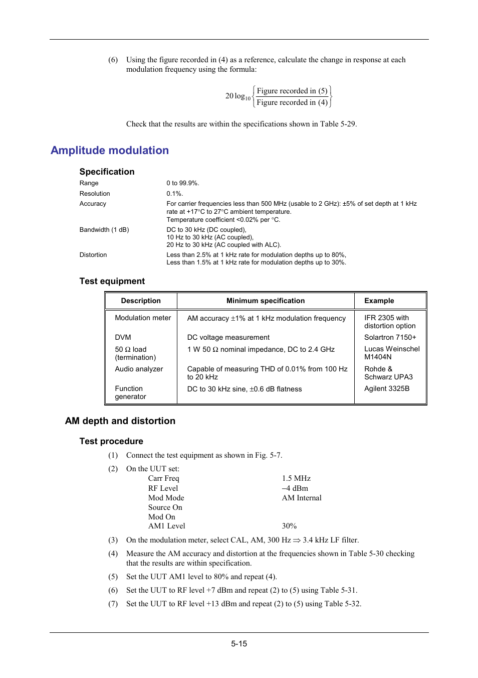 Amplitude modulation, Am depth and distortion | VXI 3002 User Manual | Page 90 / 136