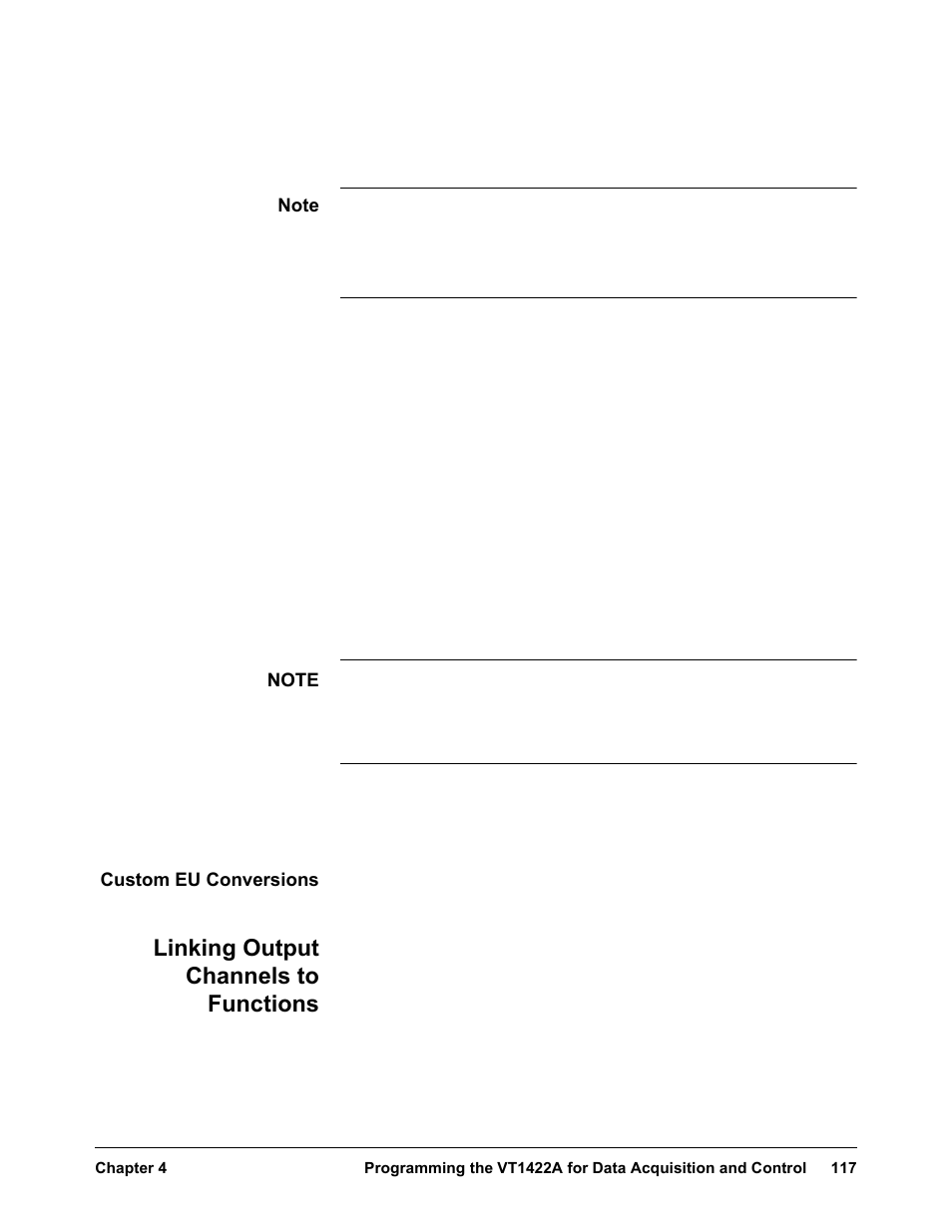 Custom eu conversions, Linking output channels to functions | VXI VT1422A User Manual | Page 119 / 529