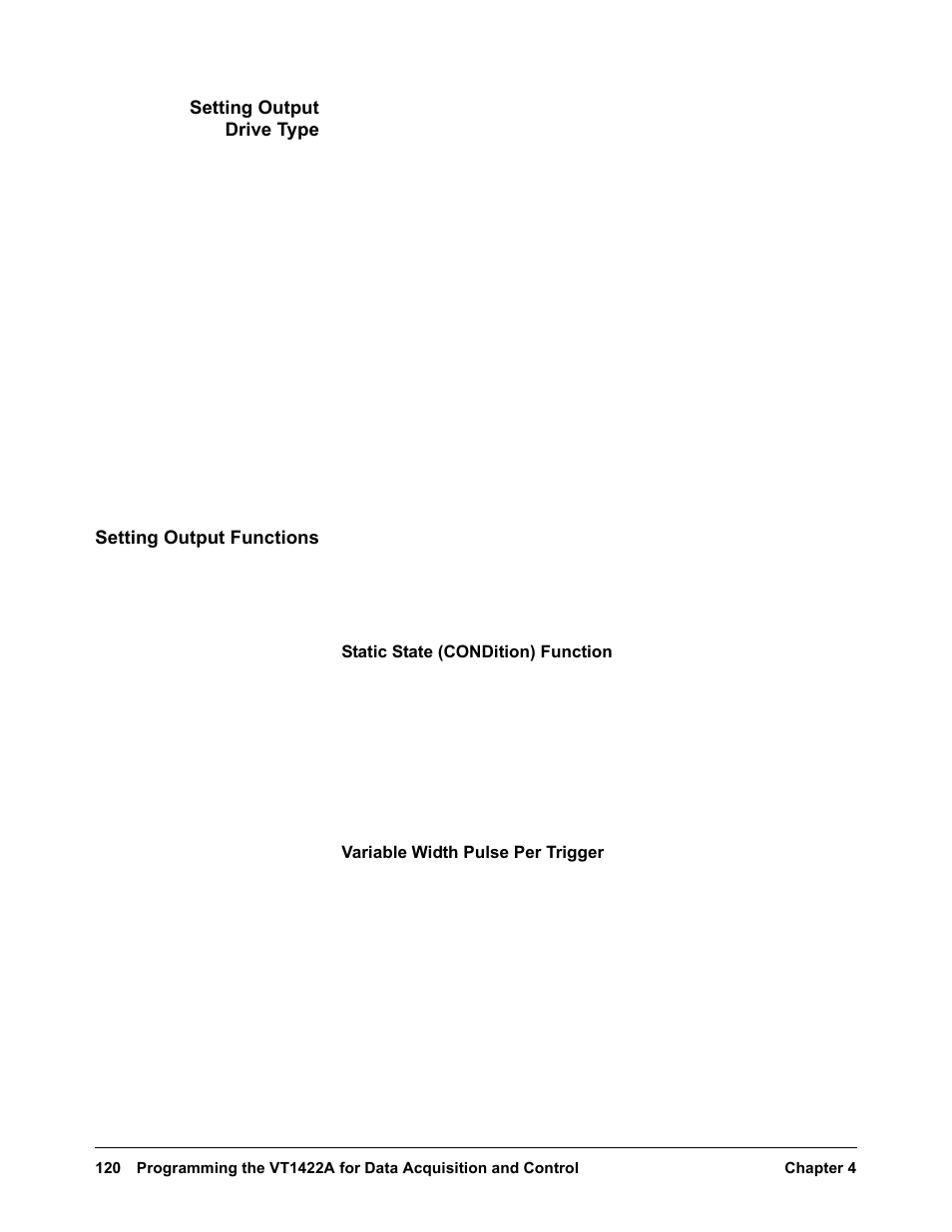 Setting output drive type, Setting output functions | VXI VT1422A User Manual | Page 122 / 529