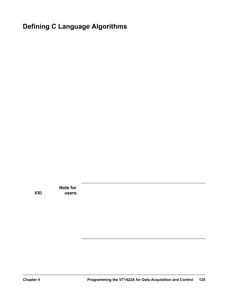 Defining c language algorithms | VXI VT1422A User Manual | Page 127 / 529