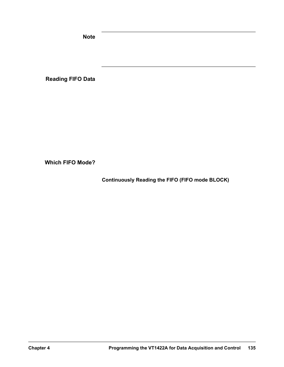 Reading fifo data, Which fifo mode | VXI VT1422A User Manual | Page 137 / 529