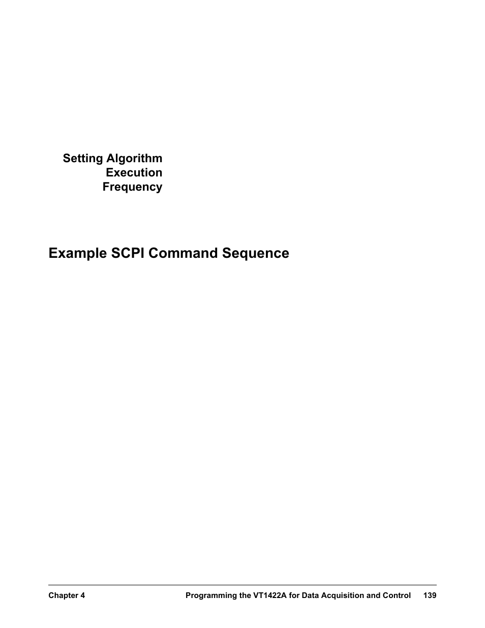 Setting algorithm execution frequency, Example scpi command sequence | VXI VT1422A User Manual | Page 141 / 529