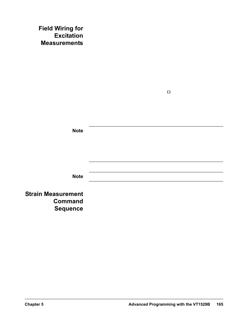 Field wiring for excitation measurements, Strain measurement command sequence | VXI VT1422A User Manual | Page 167 / 529