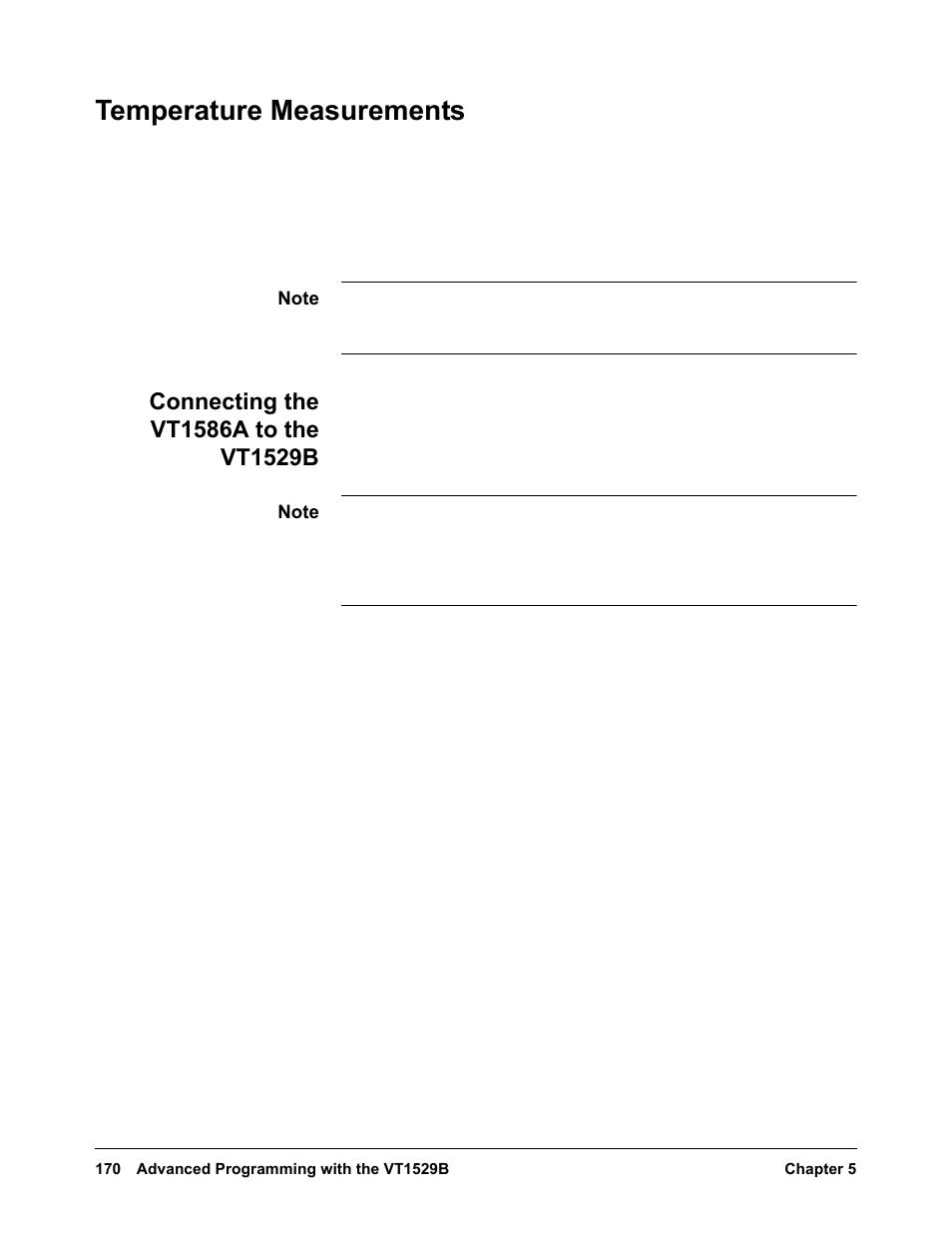 Temperature measurements, Connecting the vt1586a to the vt1529b | VXI VT1422A User Manual | Page 172 / 529