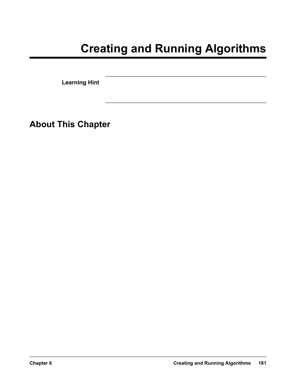 Chapter 6 creating and running algorithms, About this chapter, Chapter 6 | Creating and running algorithms, D chapter 6 | VXI VT1422A User Manual | Page 183 / 529