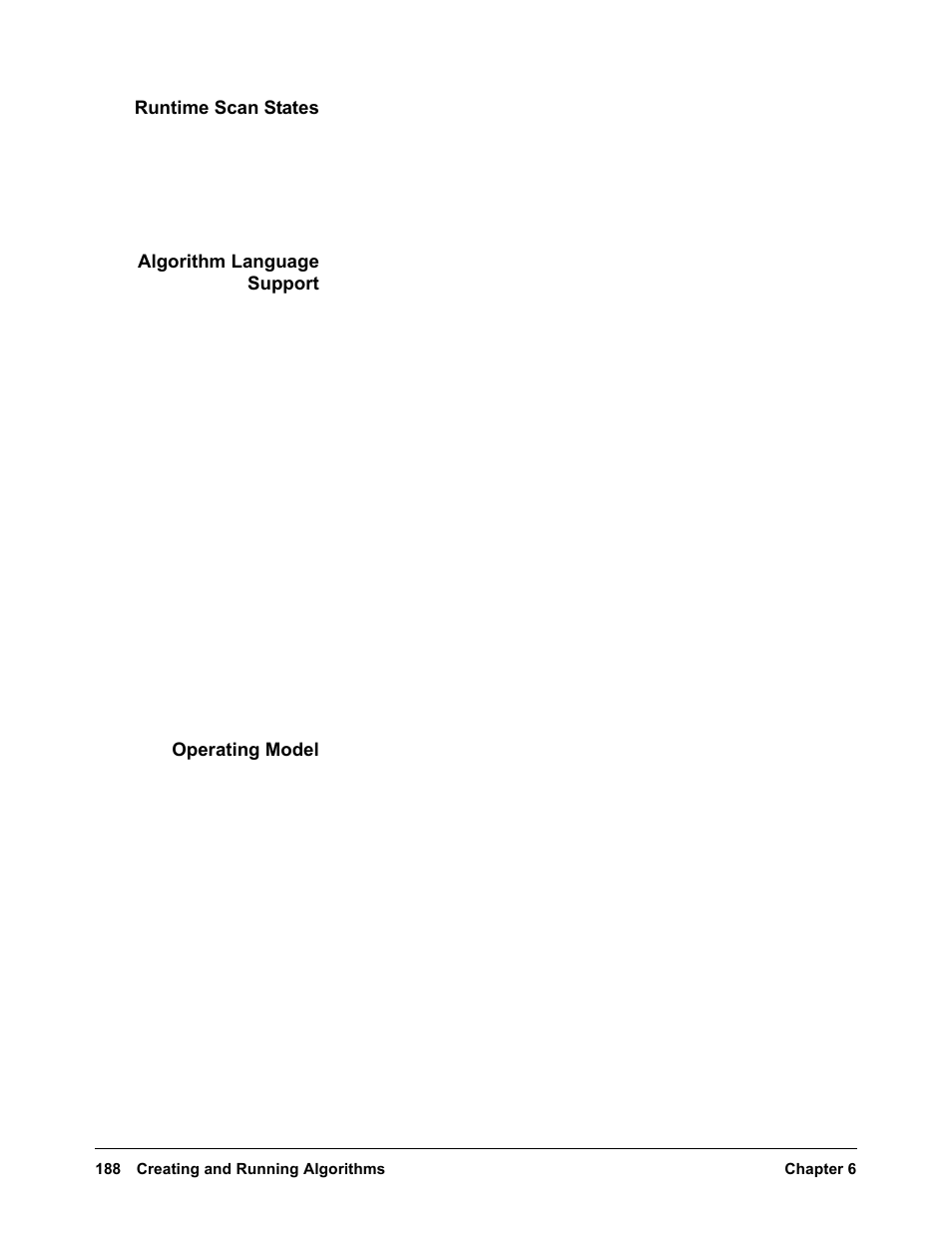 Runtime scan states, Algorithm language support, Operating model | VXI VT1422A User Manual | Page 190 / 529