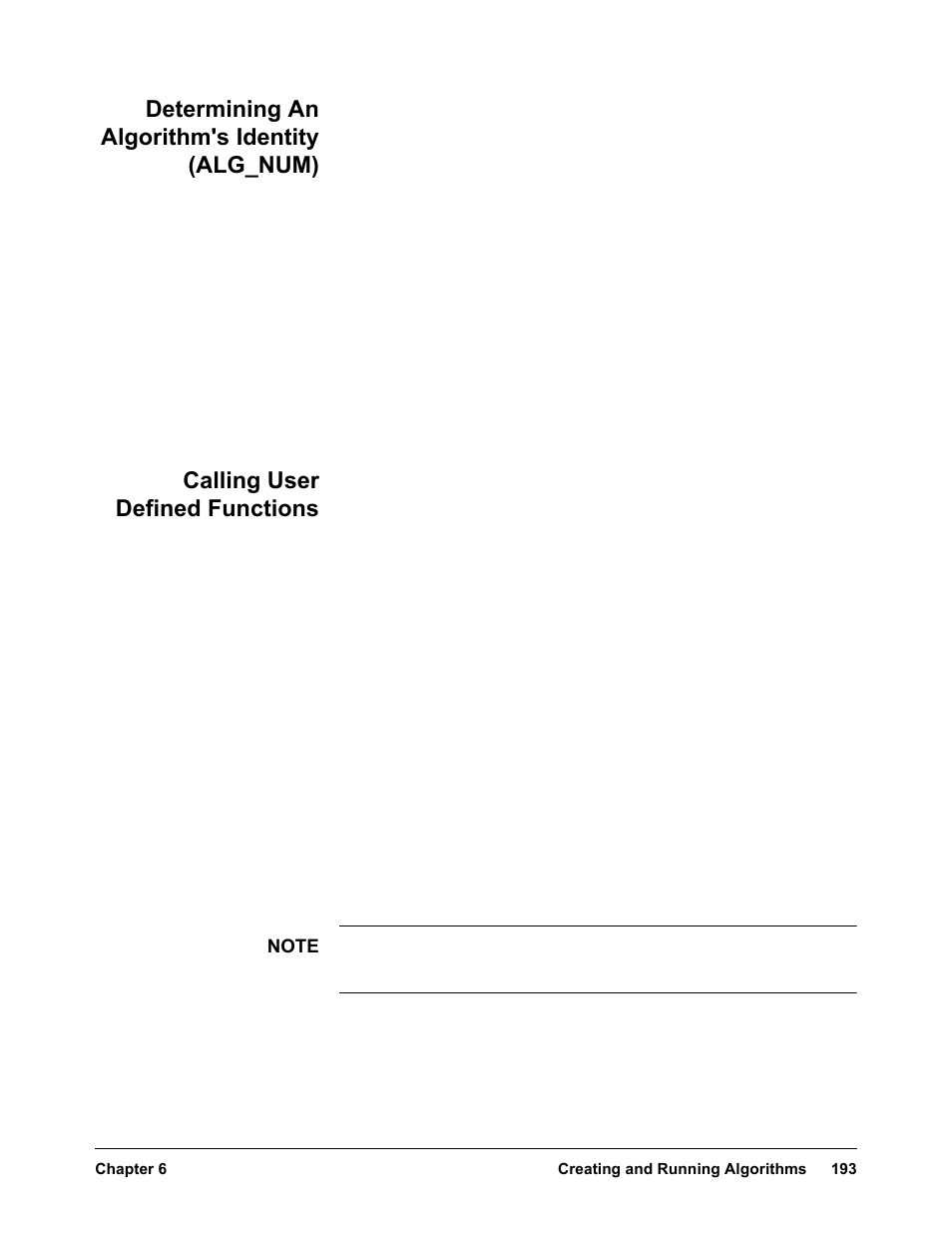 Determining an algorithm's identity (alg_num), Calling user defined functions | VXI VT1422A User Manual | Page 195 / 529