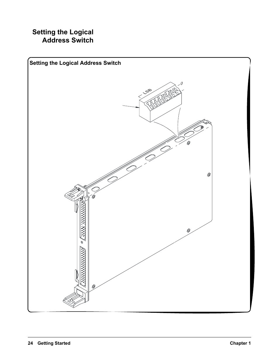 Setting the logical address switch | VXI VT1422A User Manual | Page 24 / 529