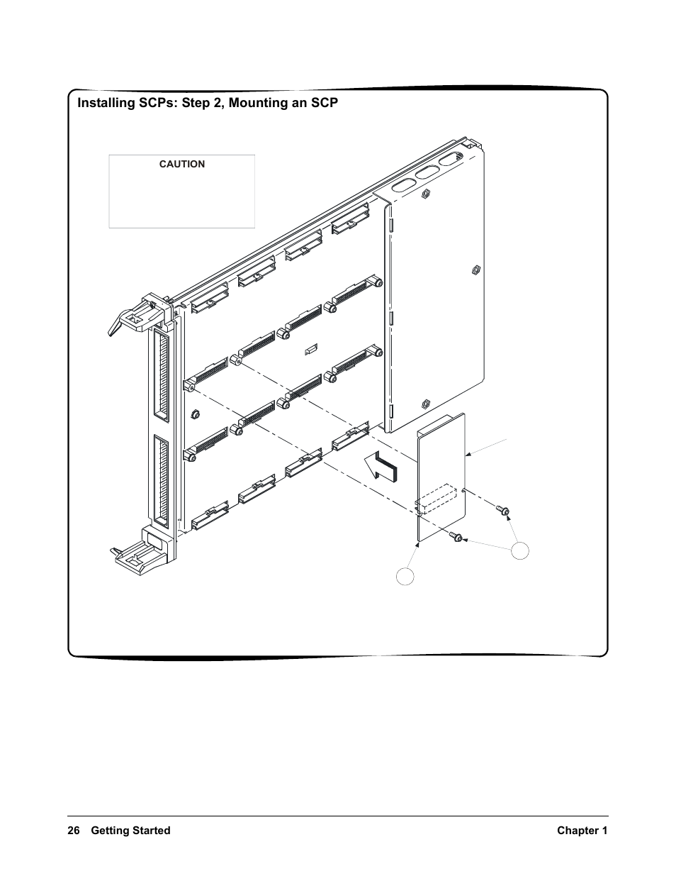 Installing scps: step 2, mounting an scp | VXI VT1422A User Manual | Page 26 / 529