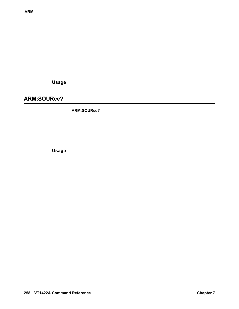 Usage, Arm:source | VXI VT1422A User Manual | Page 260 / 529