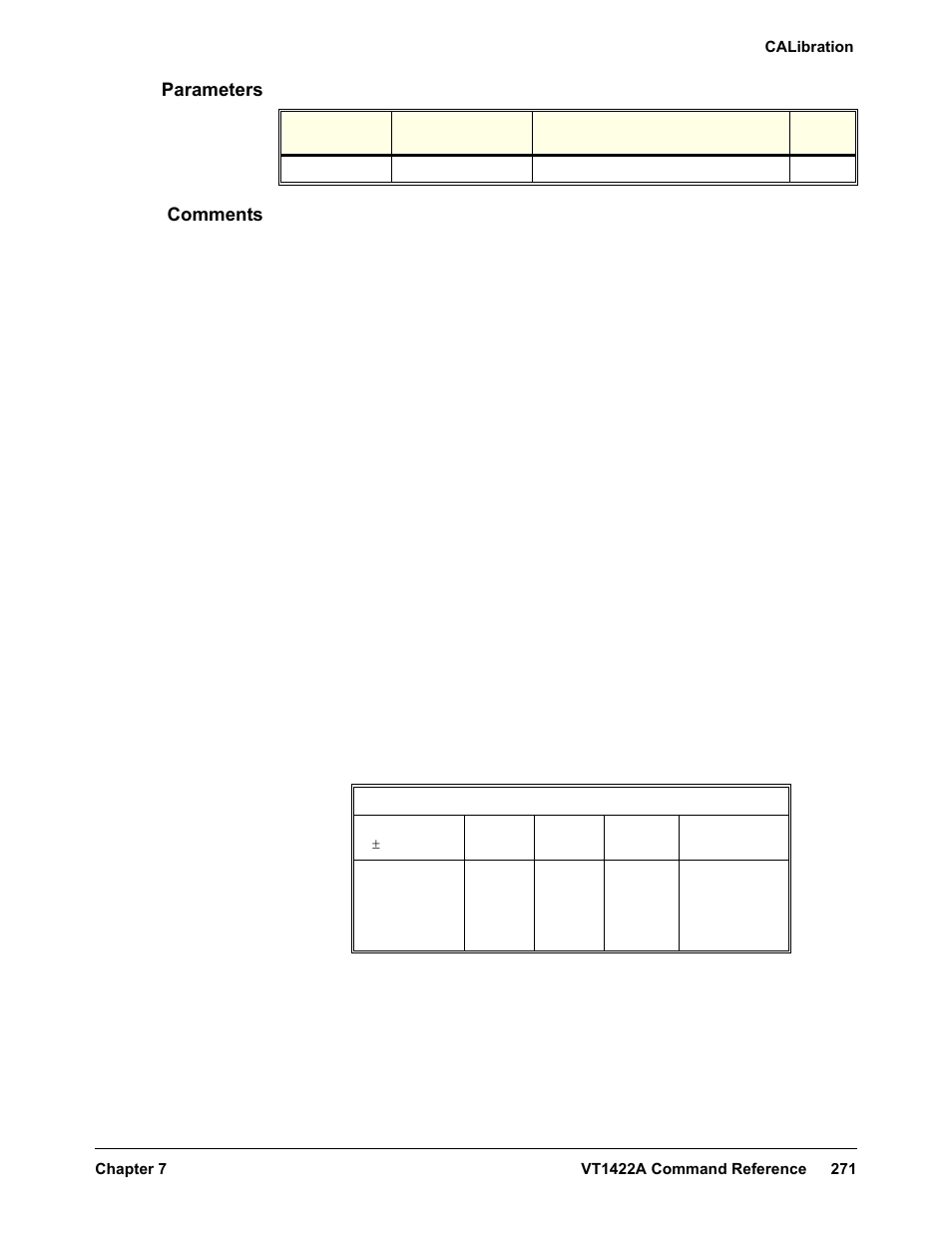 Parameters, Comments | VXI VT1422A User Manual | Page 273 / 529